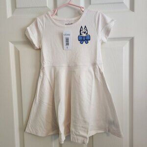 Bluey Toddler Girls Short Sleeve Dress Size 4T White Casual Dress NWT